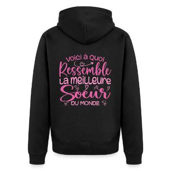 Cadeau Meilleure Sœur - Cadeau Super et cool Soeur - Veste à capuche bio Premium Unisexe - noir - Dos - Nico (187cm)