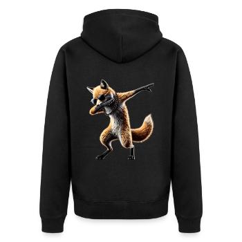 Lustiger Dabbing Fuchs Dance Tierliebhaber Dab - Unisex Premium Bio Zip Hoodie - Schwarz - Hinten - Nico (187cm)