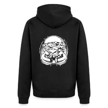 Gamer Gaming Burger Gaming Controller - Unisex Premium Bio Zip Hoodie - Schwarz - Hinten - Nico (187cm)