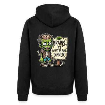 T-shirt drôle d’Halloween avec motif de dîner de zombie - Veste à capuche bio Premium Unisexe - noir - Dos - Nico (187cm)