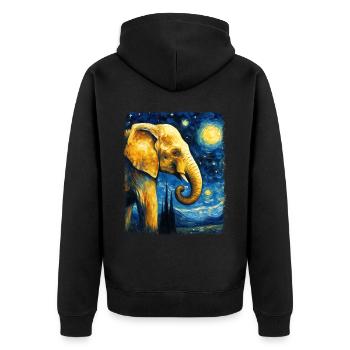 Éléphant Animal Nuit étoilée Peinture - Veste à capuche bio Premium Unisexe - noir - Dos - Nico (187cm)