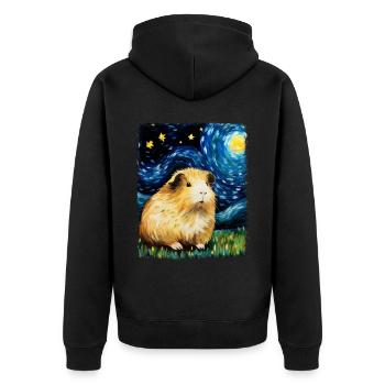 Cochon d’Inde Animal de compagnie Nuit étoilée Peinture - Veste à capuche bio Premium Unisexe - noir - Dos - Nico (187cm)