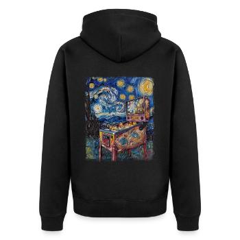 Pinball Arcade Game Machine Starry Night Painting - Unisex Premium Organic Zip Hoodie - black - Back - Nico (187cm)