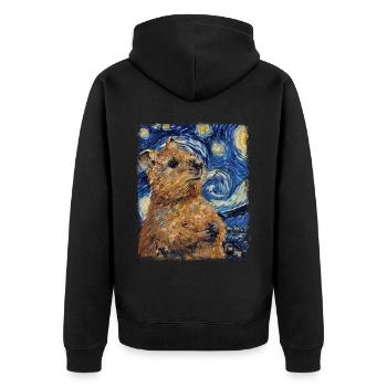Quokka Australische Sternennacht Gemälde - Unisex Premium Bio Zip Hoodie - Schwarz - Hinten - Nico (187cm)