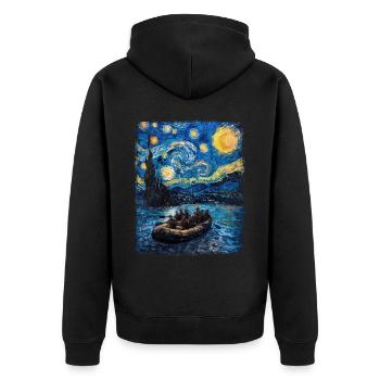 Rafting Rivière Paddle Nuit étoilée Peinture - Veste à capuche bio Premium Unisexe - noir - Dos - Nico (187cm)