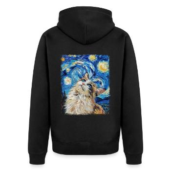 Ragdoll Cat Starry Night Painting - Unisex Premium Organic Zip Hoodie - black - Back - Nico (187cm)
