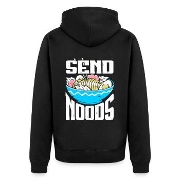 Send Noods Funny Japanese Ramen Noodle - Unisex Premium Bio Zip Hoodie - Schwarz - Hinten - Nico (187cm)
