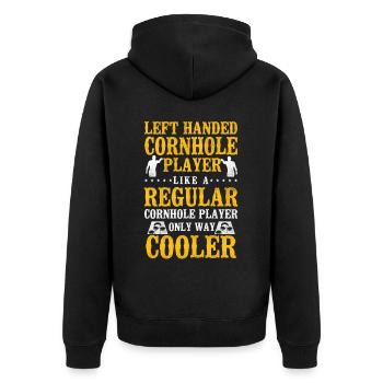 Cornhole Team Bean Bag Player - Unisex Premium Bio Zip Hoodie - Schwarz - Hinten - Nico (187cm)