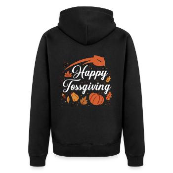 Cornhole Team Bean Bag Player - Unisex Premium Bio Zip Hoodie - Schwarz - Hinten - Nico (187cm)