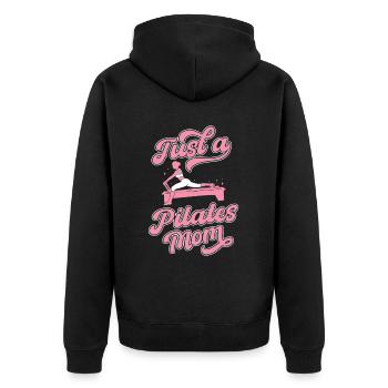 Pilates Just A Pilates Mom - Unisex Premium Bio Zip Hoodie - Schwarz - Hinten - Nico (187cm)