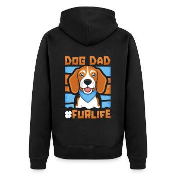 Beagle Vater Dog Dad Fur Life - Unisex Premium Bio Zip Hoodie - Schwarz - Hinten - Nico (187cm)