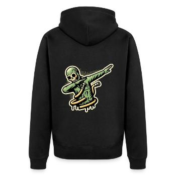 Dabbender Zombie Lustiges Dabbing Design Lustige - Unisex Premium Bio Zip Hoodie - Schwarz - Hinten - Nico (187cm)