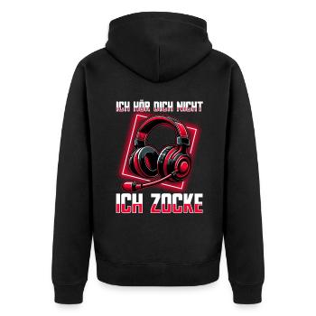 I can't hear you, I'm gaming - Unisex Premium Organic Zip Hoodie - black - Back - Nico (187cm)