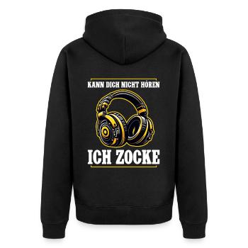 I can't hear you, I'm gaming - Unisex Premium Organic Zip Hoodie - black - Back - Nico (187cm)