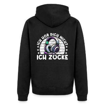I can't hear you, I'm gaming - Unisex Premium Organic Zip Hoodie - black - Back - Nico (187cm)
