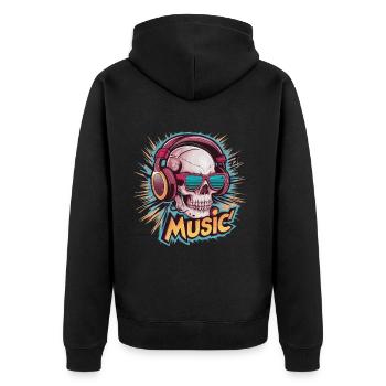 Coole Kopfhörer Musikliebhaber - Unisex Premium Bio Zip Hoodie - Schwarz - Hinten - Nico (187cm)