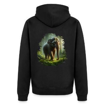 Sumatra Elefant - Unisex Premium Bio Zip Hoodie - Schwarz - Hinten - Nico (187cm)