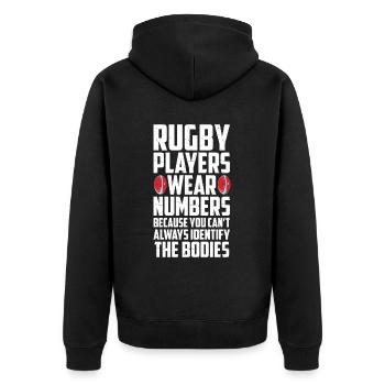Rugby Gift Rugby Player Rugby Coach - Unisex Premium Organic Zip Hoodie - black - Back - Nico (187cm)