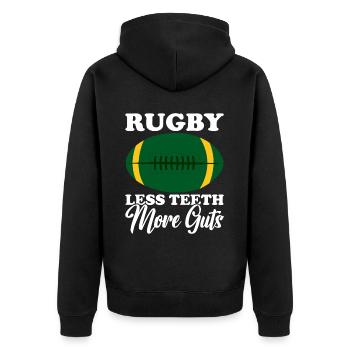 Rugby Gift Rugby Player Rugby Coach - Unisex Premium Organic Zip Hoodie - black - Back - Nico (187cm)
