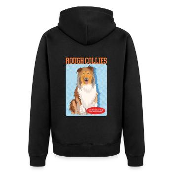 Collie Hunde Langhaarcollie Collies Geschenk - Unisex Premium Bio Zip Hoodie - Schwarz - Hinten - Nico (187cm)