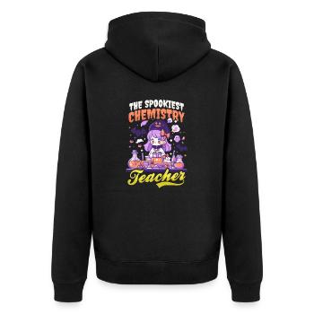 Halloween Chemielehrer Gruseligster Lehrer - Unisex Premium Bio Zip Hoodie - Schwarz - Hinten - Nico (187cm)