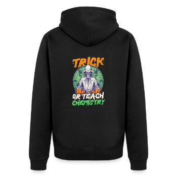 Halloween Chemielehrer Süßes Oder Saures Chemiker - Unisex Premium Bio Zip Hoodie - Schwarz - Hinten - Nico (187cm)