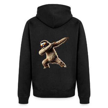 Lustiges Dabbing Faultier Dance Tierliebhaber Dab - Unisex Premium Bio Zip Hoodie - Schwarz - Hinten - Nico (187cm)