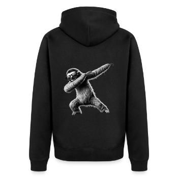Lustiges Dabbing Faultier Dance Tierliebhaber Dab - Unisex Premium Bio Zip Hoodie - Schwarz - Hinten - Nico (187cm)
