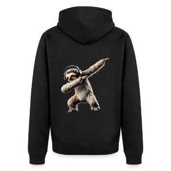Lustiges Dabbing Faultier Dance Tierliebhaber Dab - Unisex Premium Bio Zip Hoodie - Schwarz - Hinten - Nico (187cm)