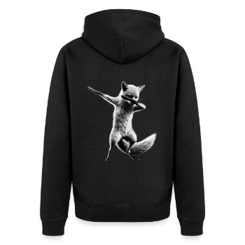 Lustiger Dabbing Fuchs Dance Tierliebhaber Dab - Unisex Premium Bio Zip Hoodie - Schwarz - Hinten - Nico (187cm)
