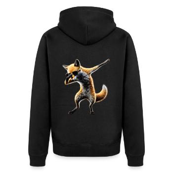 Lustiger Dabbing Fuchs Dance Tierliebhaber Dab - Unisex Premium Bio Zip Hoodie - Schwarz - Hinten - Nico (187cm)