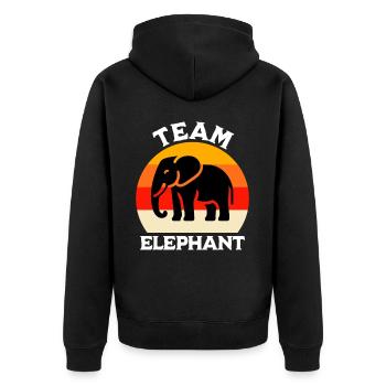 Lustige Sumatra Elefant Sprüche - Unisex Premium Bio Zip Hoodie - Schwarz - Hinten - Nico (187cm)