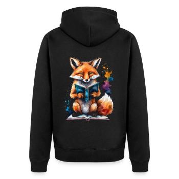 Renard lecture livre Coloré Animal Design Imprimer - Veste à capuche bio Premium Unisexe - noir - Dos - Nico (187cm)