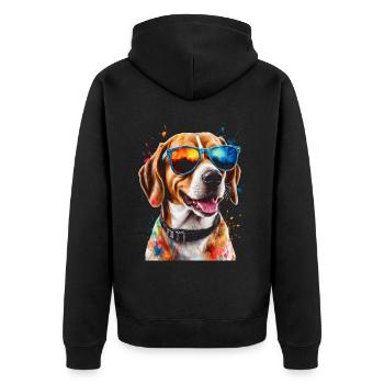 Beagle Sunglasses Dog Funny Animal Design Print - Unisex Premium Organic Zip Hoodie - black - Back - Nico (187cm)