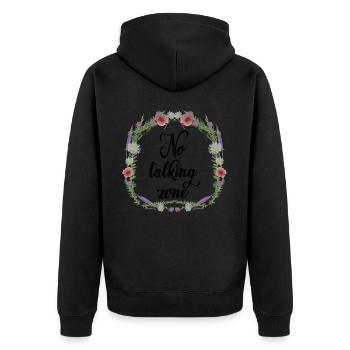 Flowers Misanthropist Misanthrope Grumpy - Unisex Premium Bio Zip Hoodie - Schwarz - Hinten - Nico (187cm)
