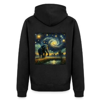 Sumatran Elefant Starry Night - Unisex Premium Bio Zip Hoodie - Schwarz - Hinten - Nico (187cm)