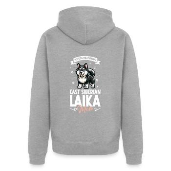 Laïka Mama de Sibérie orientale - Veste à capuche bio Premium Unisexe - gris chiné - Dos - Nico (187cm)