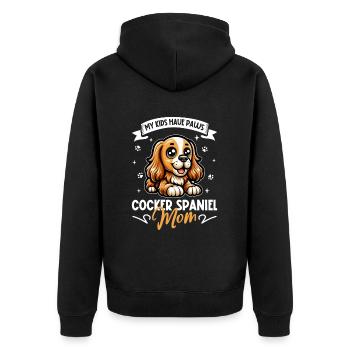 English Cocker Spaniel Mama - Unisex Premium Bio Zip Hoodie - Schwarz - Hinten - Nico (187cm)