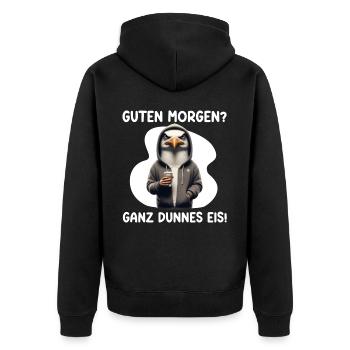 Bonjour? très mince glace mouettes drôle - Veste à capuche bio Premium Unisexe - noir - Dos - Nico (187cm)