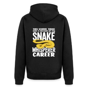 Schlange Schule Schüler - Unisex Premium Bio Zip Hoodie - Schwarz - Hinten - Nico (187cm)