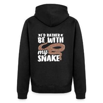 Schlange - Unisex Premium Bio Zip Hoodie - Schwarz - Hinten - Nico (187cm)