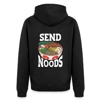 Send Noods Funny Japanese Ramen Noodle - Unisex Premium Bio Zip Hoodie - Schwarz - Hinten - Nico (187cm)