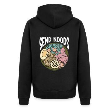 Send Noods Funny Japanese Ramen Noodle - Unisex Premium Bio Zip Hoodie - Schwarz - Hinten - Nico (187cm)