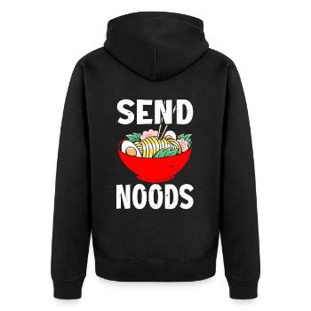 Send Noods Funny Japanese Ramen Noodle - Unisex Premium Bio Zip Hoodie - Schwarz - Hinten - Nico (187cm)
