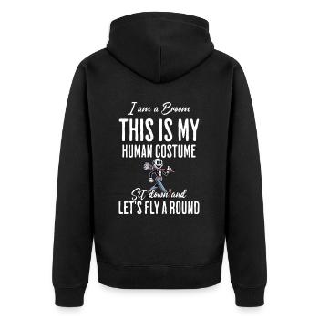 Lustige Halloween Hexe Flieg Mit Mir Bin Ein Besen - Unisex Premium Bio Zip Hoodie - Schwarz - Hinten - Nico (187cm)