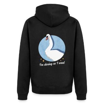 Schwan Schwäne Schwanenliebhaber Geschenk - Unisex Premium Bio Zip Hoodie - Schwarz - Hinten - Nico (187cm)