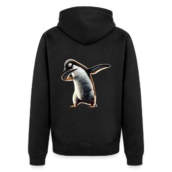 Lustiger Dabbing Pinguin Tanzen Tierliebhaber Dab - Unisex Premium Bio Zip Hoodie - Schwarz - Hinten - Nico (187cm)