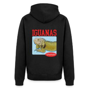 Iguana Reptile Lizard Iguanas Gift - Unisex Premium Organic Zip Hoodie - black - Back - Nico (187cm)