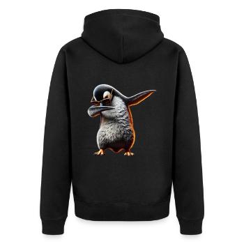 Lustiger Dabbing Pinguin Tanzen Tierliebhaber Dab - Unisex Premium Bio Zip Hoodie - Schwarz - Hinten - Nico (187cm)