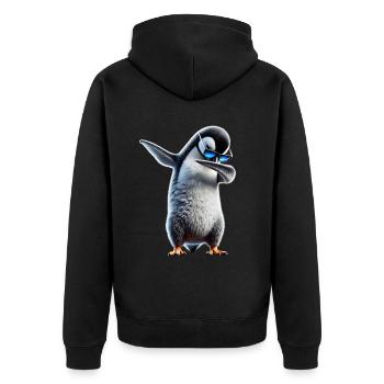 Lustiger Dabbing Pinguin Tanzen Tierliebhaber Dab - Unisex Premium Bio Zip Hoodie - Schwarz - Hinten - Nico (187cm)